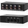 RANJIMA Audio Switcher 4 in 1 Out, passivo Audio Switch 3,5 mm Aux + RCA L/R, commutatore audio stereo a 4 vie, scatola di distribuzione audio analogico, per phono, cuffie, altoparlante