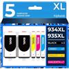 alphaink 5 Cartucce compatibili con HP 934XL 935XL per stampanti HP OFFICEJET 6815, 6825, 6822, 6820, 6812, 6800 OFFICEJET PRO 6830 E ALL IN ONE, 6830, 6800, 6239, 6235, 6230 EPRINTER, 6230, 6835
