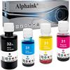 alphaink Cartuccia di Inchiostro Compatibile per HP 31 32XL - Nero 135ml, Ciano Magenta Giallo 70ml - per Smart Tank Plus 555 570 655 559, Smart Tank 455 457 510 513 536 539 7005