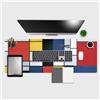 Giallobus - Tappetino scrivania - Opere famose - Vinile - 120L x 40l cm - 39 - Mondrian 2 - Tappetino mouse, sottomano tavolo pad, copri scrivania antiscivolo
