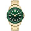 Armani Exchange Orologio per uomo, Movimento al quarzo con data a tre lancette e cassa da 44 mm con cinturino in acciaio o silicone, Tono oro e verde
