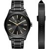 Armani Exchange Orologio per uomo, Movimento al quarzo a tre lancette e cassa da 44 mm con cinturino in acciaio, Set nero e oro
