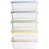 Pebbly - Set di 5 contenitori in vetro per la conservazione di cibi in lotti - 5 x 850 ml - Set di 5 contenitori colorati, grande capacità, per la conservazione e il trasporto