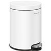 SONGMICS Cestino da Bagno a Pedale, Pattumiera Bagno 6 L in Acciaio, Coperchio con Chiusura Morbida, Secchio Interno, per Rifiuti, Camera da Letto, Bianco Nuvola LTB016WZ02