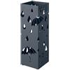 SONGMICS Porta Ombrelli in Metallo, Contenitore per Ombrelli con Vaschetta Scolapioggia e 4 Gancetti, 15,5 x 15,5 x 49 cm, Grigio Antracite LUC049G01
