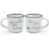 Legami - Espresso For Two, 2 Tazzine da Caffè in Porcellana New Bone China, Capacità 50 ml, Tema Dog and Cat, Lavabili in Lavastoviglie, Utilizzabili nel microonde (MM0009)