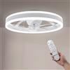 M mimotec - Ventilatore da Soffitto LED Verona 36W Bianco con Telecomando, Motore DC Silenzioso, 6 Velocità, Luce LED CCT e Intensità Regolabile, Funzione Estate/Inverno e Timer