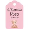 Generico Etichette Bomboniere Personalizzate con Testo e Immagine. Set 20 Pz | Bigliettini con Nome, Data o Logo per Matrimonio, Battesimo, Comunione, Cresima, Compleanno, Anniversario. (ORSO ROSA)