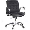 HJH Office 600930 Poltrona Girevole VILLA 10 Pelle, Sedia da Ufficio con Braccioli, Comoda, Regolabile in Altezza, Nero