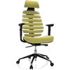 HJH Office 714606 Sedia da ufficio professionale Ergo LINE II PRO Tessuto Verde Sedia girevole ergonomica con supporto lombare e poggiatesta