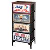 AKTIVE Max Home Comò multiuso per la camera da letto, grafica retrò e vintage, 5 cassetti in tessuto leggero, 103x30x56 cm, Struttura in acciaio, Piano in legno