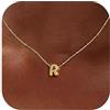 Milacolato Collana Con Iniziale Personalizzata Nome Collana Argento 925 Donna Placcata Oro 18K Ciondolo Collana Con Lettera Iniziale Regalo Ragazza Mamma Compleanno-GR