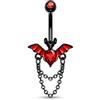 Melighting Piercing per ombelico a forma di pipistrello da 14 g in acciaio inossidabile 316L, catena pendente per Halloween, gioielli per il corpo per donne e ragazze