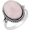 Sterling Silver Jewelry Anelli con pietre preziose naturali e sintetiche per donne - Anelli di moda con pietra natale a forma ovale fatti a mano - Perfetto per anniversari e occasioni speciali, W, Quarzo rosa