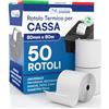 DNK TRADE Rotoli Termici per Registratori di Cassa - 50 Rotolini di Carta Termica Omologata 80mm x 80m Universale di Alta Qualità con Diametro 70mm Senza BPA - Compatibili con Nexi Axerve Ingenico