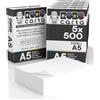 Eurocali Carta A5 per Ricette Mediche 5 Risme da 500 Fogli - 2500 Totali - Eccellente Punto di Bianco Robocarta da 80gr per Uffici Fotocopie Studi Medici Multiuso Universale Qualità Professionale