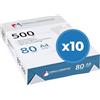 IMBALLAGGI 2000 - Risma Carta A4, 10 Pack x 500 Fogli Tutte le Stampanti, 80 gr/mq 5x2 Box - Ideale per Rifornimento Cancelleria Ufficio, Bianca