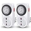 EXTRASTAR Timer meccanico per uso esterno,presa temporizzata,timer luci esterno,3680W max, pacco da 2（Non impermeabile）