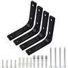Cjueiom 4 staffe per mensole nere da 10 cm, a forma di L, staffe angolari resistenti per librerie, tavoli, mobili, finestre, pareti, pannelli in legno, 100 mm x 100 mm