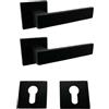 effedielle® Maniglia per Porta Completa Interno ed Esterno, con Molla di Ritorno, Disponibile in Diversi Modelli e Colori, viti di fissaggio comprese (Nero Opaco, Quadrata foro cilindro)