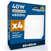 Eurocali 4 Pannelli LED 60x60 40W Quadrati da Incasso Chip CREE 4800 lumen Driver Starsense Garanzia 6 Anni - Luce Naturale 4000K - Plafoniera da Ufficio Alta Luminosità 120 lm/W da Soffitto e Controsoffitti