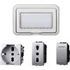 A2ZWORLD Kit Placca Scatola 504 IP55, 4 Moduli Presa Schuko + Bipasso + Interruttore, Compatibile Con Bticino Living, Colore Grigio, Placca Stagna Idrobox Incasso Da Esterno