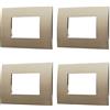 ZOREI 4 Pezzi Placca Compatibile Con Vimar Arke, Placche In Plastica (3 Posti/Moduli,Bronzo)