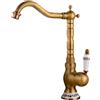 EGTink Rubinetto da Cucina in Ottone Antico Rubinetteria Lavabo Bronzo Retro Miscelatore Monocomando Lavello Cucina Rotante a 360° Rubinetto Bagno con Maniglia in Ceramica
