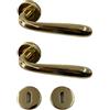 effedielle® Maniglia per Porta Completa Interno ed Esterno, con Molla di Ritorno, Disponibile in Diversi Modelli e Colori, viti di fissaggio comprese (Ottone lucido, Tonda)