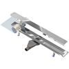 Nordona Canalina doccia Complete Basic HG 60 cm - ultra piatta, in acciaio inox, scarico centrale, copertura classica lucida, sifone a profilo basso, profondità installazione 6 cm