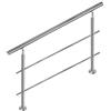 Aufun Corrimano in acciaio inox, 150 cm, ringhiere per scale interne ed esterne con 2 pali per scale, parapetto, balcone (150 cm, 2 barre trasversali)