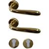 effedielle® Maniglia per Porta Completa Interno ed Esterno, con Molla di Ritorno, Disponibile in Diversi Modelli e Colori, viti di fissaggio comprese (Ottone lucido, Tonda foro cilindro)