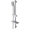Topolenashop Saliscendi Doccia Cromato 85 cm con Soffione Quadrato, Mensola Portaoggetti e Staffa Regolabile - Set Doccia Completo con Flessibile Attacco Universale 1/2" 69136