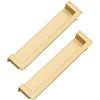 DSWZLQDXB 2 Tiretti armadio invisibile in lega di zinco manopole nascoste Maniglia a scomparsa Cassetto Anta scorrevole Scanalatura Chiusura a scomparsa Pomello da incasso (Hole spacing 128mm,Gold)