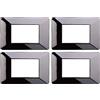 ZOREI 4 Pezzi Placche Compatibile Con Vimar Plana, Placche In Plastica (3 Posti/Moduli,Cromato Lucido)