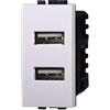 A2ZWORLD Presa Doppio USB Compatibile Con Bticino Living Light, Modulo Caricatore Da Muro 2 Porte USB 5V 2,1A (Bianco)