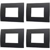 ZOREI 4 Pezzi Placca Compatibile Con Vimar Arke, Placche In Plastica (3 Posti/Moduli,Nero)