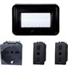 A2ZWORLD Kit Placca Scatola 504 IP55, 4 Moduli 1 Presa Schuko P40 + 2 Prese Bipasso, Compatibile Con Bticino Living, Colore Nero, Placca Stagna Idrobox Incasso Da Esterno