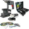 Avilia Set Completo Elettroutensili - Trapano Avvitatore 500W, Smerigliatrice 500W, Levigatrice 135W - Kit con Valigetta e 50 Accessori per Fai da Te e Bricolage