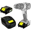 Avilia Set Batteria e Caricabatteria per Elettroutensili 20V, 2Ah con Indicatore LED - Batteria al Litio con Carica in 45 Min, Protezioni Sovraccarico e Sovrascarico