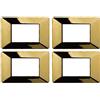 ZOREI 4 Pezzi Placche Compatibile Con Vimar Plana, Placche In Plastica (3 Posti/Moduli,Oro Lucido)