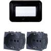 A2ZWORLD Kit Placca Scatola 504 Premontato IP55, 4 Moduli 2 Prese Schuko P40 Universale 10/16A, Compatibile Con Bticino Living, Colore Nero, Placca Stagna Idrobox Incasso Da Esterno