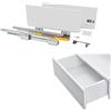 Avilia Kit Cassetto Esterno con Guide a Estrazione Totale e Chiusura Soft, Capacità 30Kg - Include Guide Lineari Scorrevoli, Fianchi, Ganci Frontali, Ideale per Cucina e Bagno, Bianco, 18.5x50cm