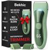 Bekhic Bikini & Manscape - Rasoio elettrico senza fili per inguine con lama in ceramica No-Nick - IPX7 impermeabile Wet/Dry Pubic Groomer con luce LED per pelli sensibili