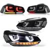 VLAND Motor VLAND Faro anteriore e posteriore compatibile per Golf 6 Golf TSI alogeno 2008-2013 (non per GTD/GTI/R), 1 set (normale) (+ nero)