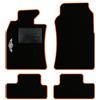 QUEMAR Tappetini Auto compatibili con MINI R50 R52 Cabrio R53 2001-2007/ Kit Tappeti Moquette e Gomma su Misura (Set 2 Anteriori+2 Poster.)/ Ricami e Colori Personalizzati (Bordo Arancio, 1 Ricamo)