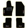 QUEMAR Tappetini Auto compatibili con 500X / Kit Tappeti in Moquette e Gomma su Misura (Set 2 Anteriori + 2 Posteriori)/ Ricami e Colori Personalizzati (Bordo Giallo, 4 Ricami)