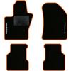 QUEMAR Tappetini Auto compatibili con Compass dal 2017 anche Plug-in Hybrid/Kit Tappeti Moquette e Gomma su Misura (Set 2 Anter.+ 2 Poster.)/Ricami e Colori Personalizzati (2 Ricami, Bordo Arancio)
