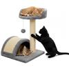 Avilia Tiragraffi per Gatti 50 cm - Albero Tiragraffi con Piattaforma Imbottita, Pallina Pendente e Sisal Naturale, Trespolo per Gatti Compatto Salvaspazio, Giochi Gatto 3 in 1, Protezione Divano