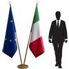 FLAGLAND Bandiere Italia e Unione Europea con palo e piede stabile - set ufficiale per ambasciate, consolati, uffici governativi, cerimonie ed eventi diplomatici. Codice CN8-EU-IT-L
